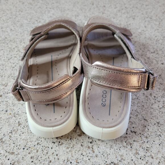 ECCO Soft 5 3-Strap 100% Leather Rose Gold Lightweight Womens Comfort Sandals✨️9 - Picture 3 of 12